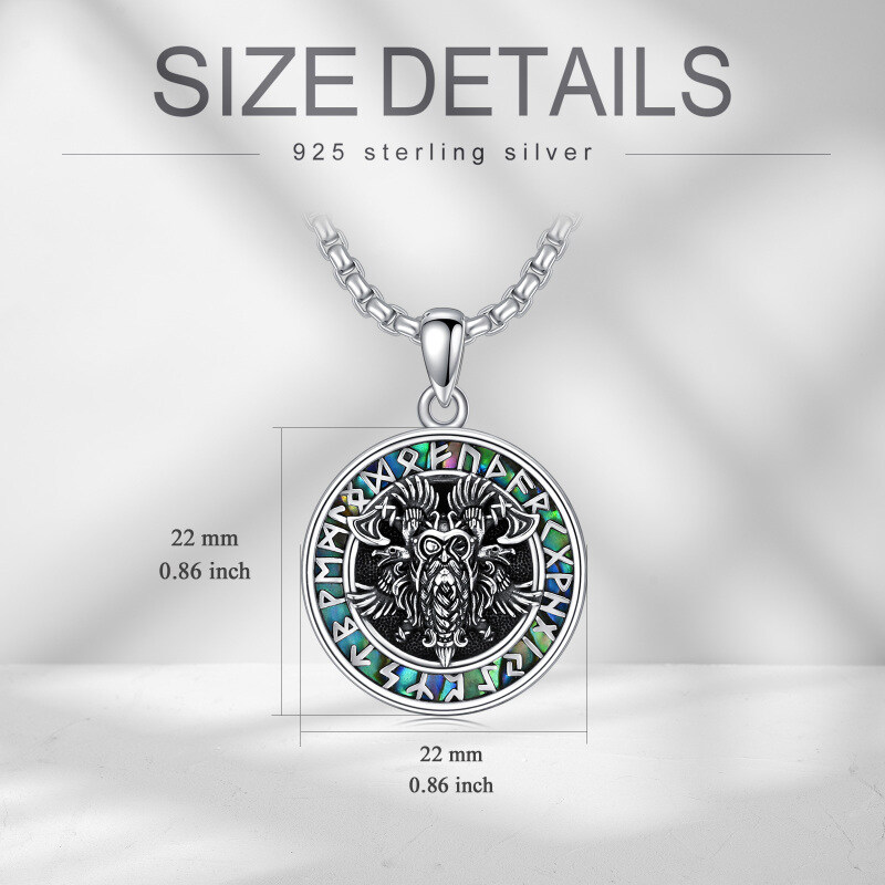 Colar de prata esterlina com pingente de runa viking para homem-3