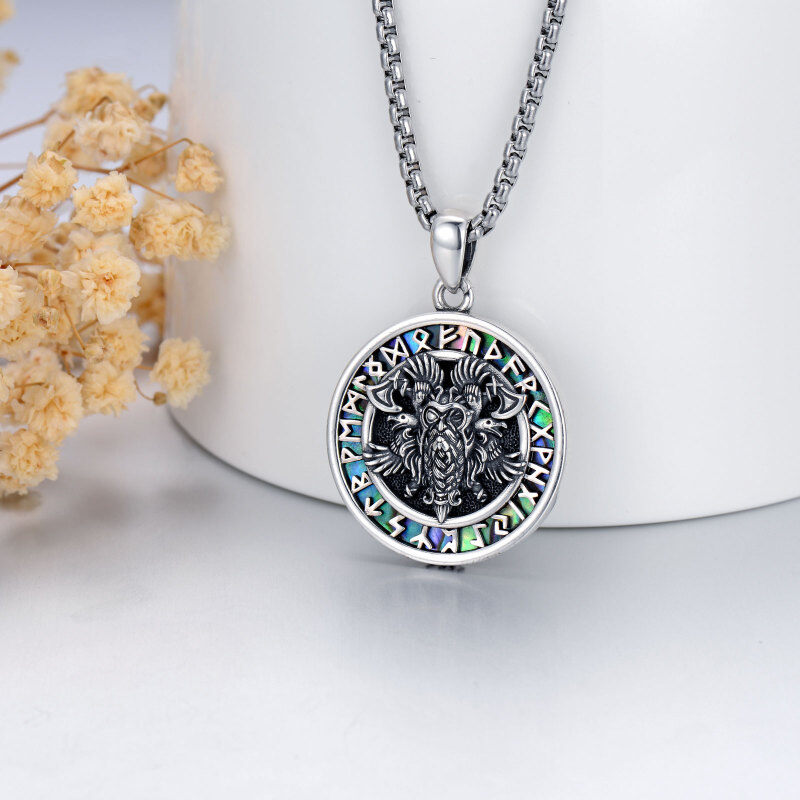 Colar de prata esterlina com pingente de runa viking para homem-4