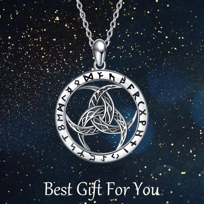 Sterling Silver Viking Rune Pendant Necklace-5