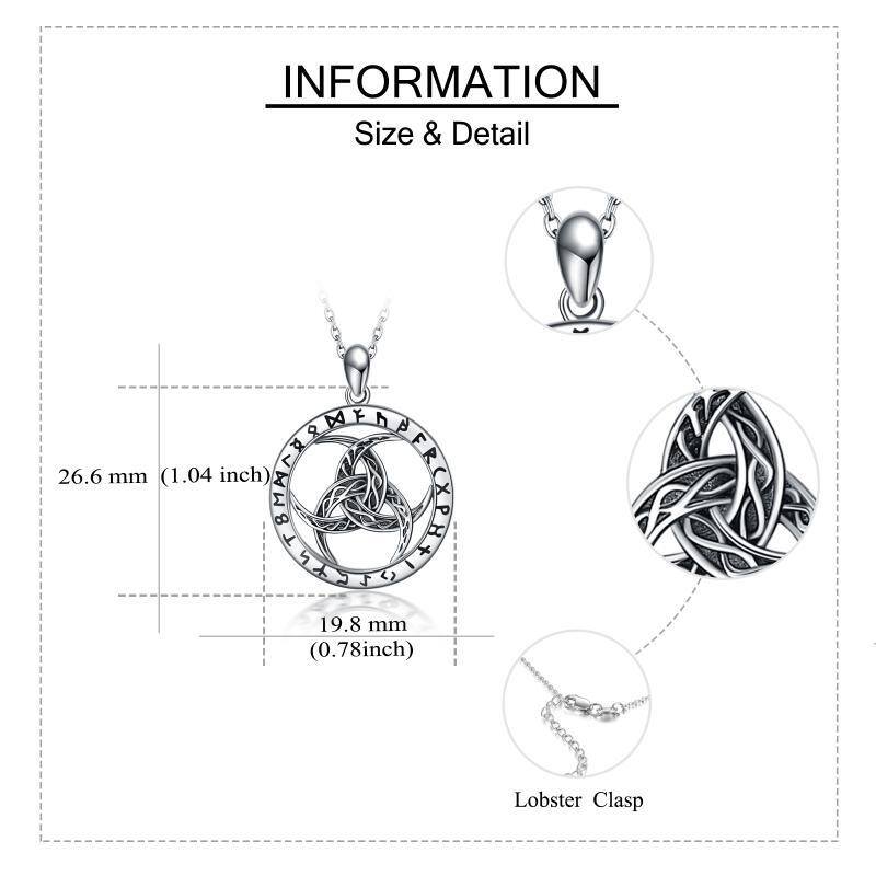 Sterling Silver Viking Rune Pendant Necklace-6