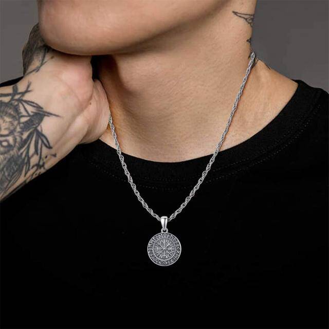 Collana con ciondolo da uomo in argento sterling con incisione personalizzata della runa vichinga-2