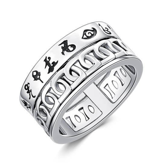 Sterling Silver Viking Rune Spinner Ring for Men