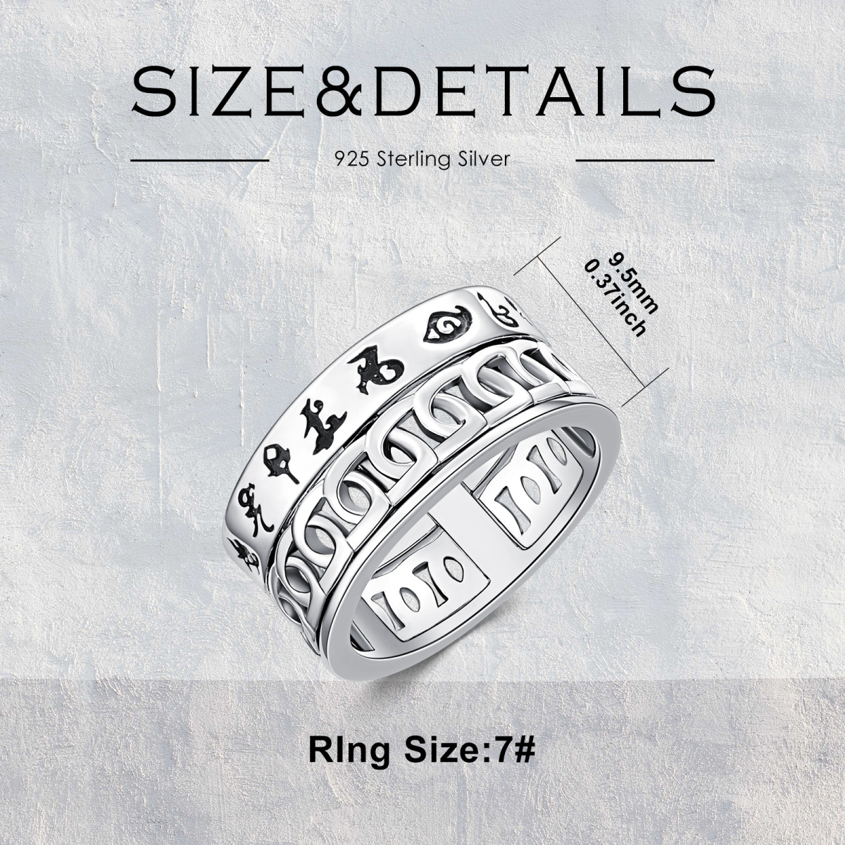 Sterling Silber Wikinger Rune Spinner Ring für Männer-5