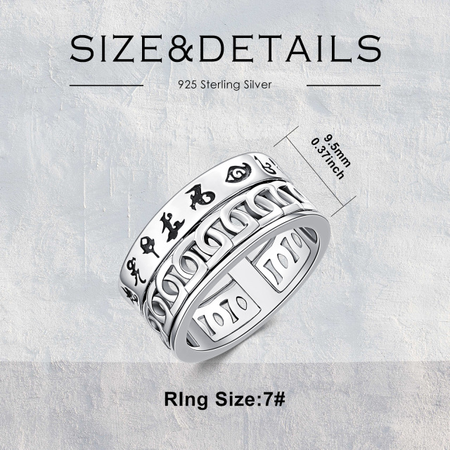 Sterling Silber Wikinger Rune Spinner Ring für Männer-5