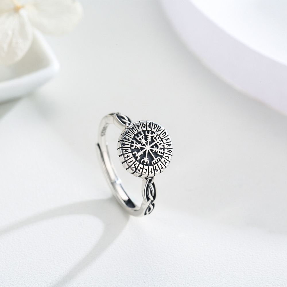 Anillo Runa Vikinga de Plata de Ley-4