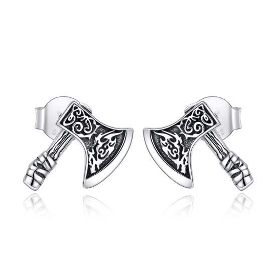 Sterling Silver Viking Rune Stud Earrings