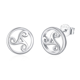 Sterling Silver Viking Rune Stud Earrings-34