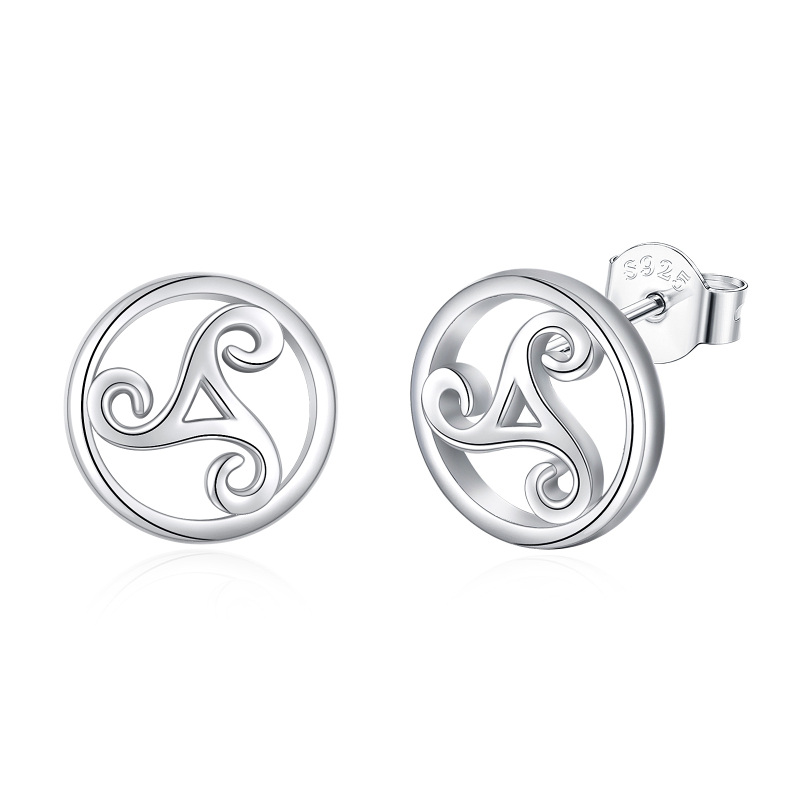 Sterling Silver Viking Rune Stud Earrings