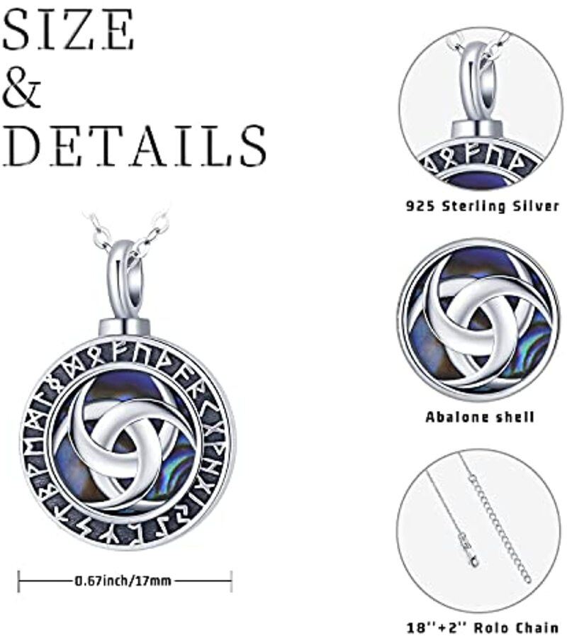 Collana d'argento con urna vichinga della Runa della Triforza Vegvisir per le ceneri-5