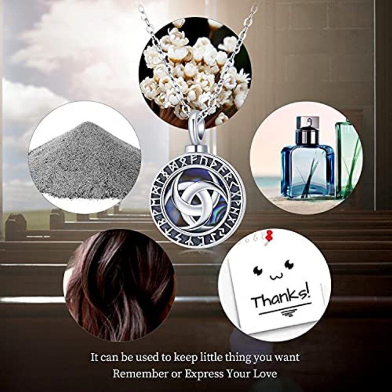 Collana d'argento con urna vichinga della Runa della Triforza Vegvisir per le ceneri-6