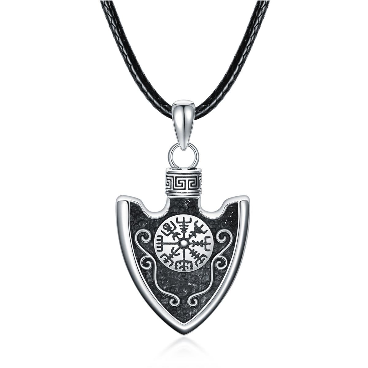 Sterling Silver Arrows With Viking Rune Urn Necklace For Ashes For Men-1