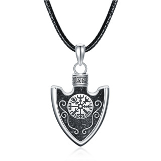 Sterling Silver Arrows With Viking Rune Urn Necklace For Ashes For Men-3