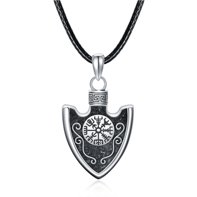 Collar de urna de runa vikinga de plata de ley para cenizas para hombres-1