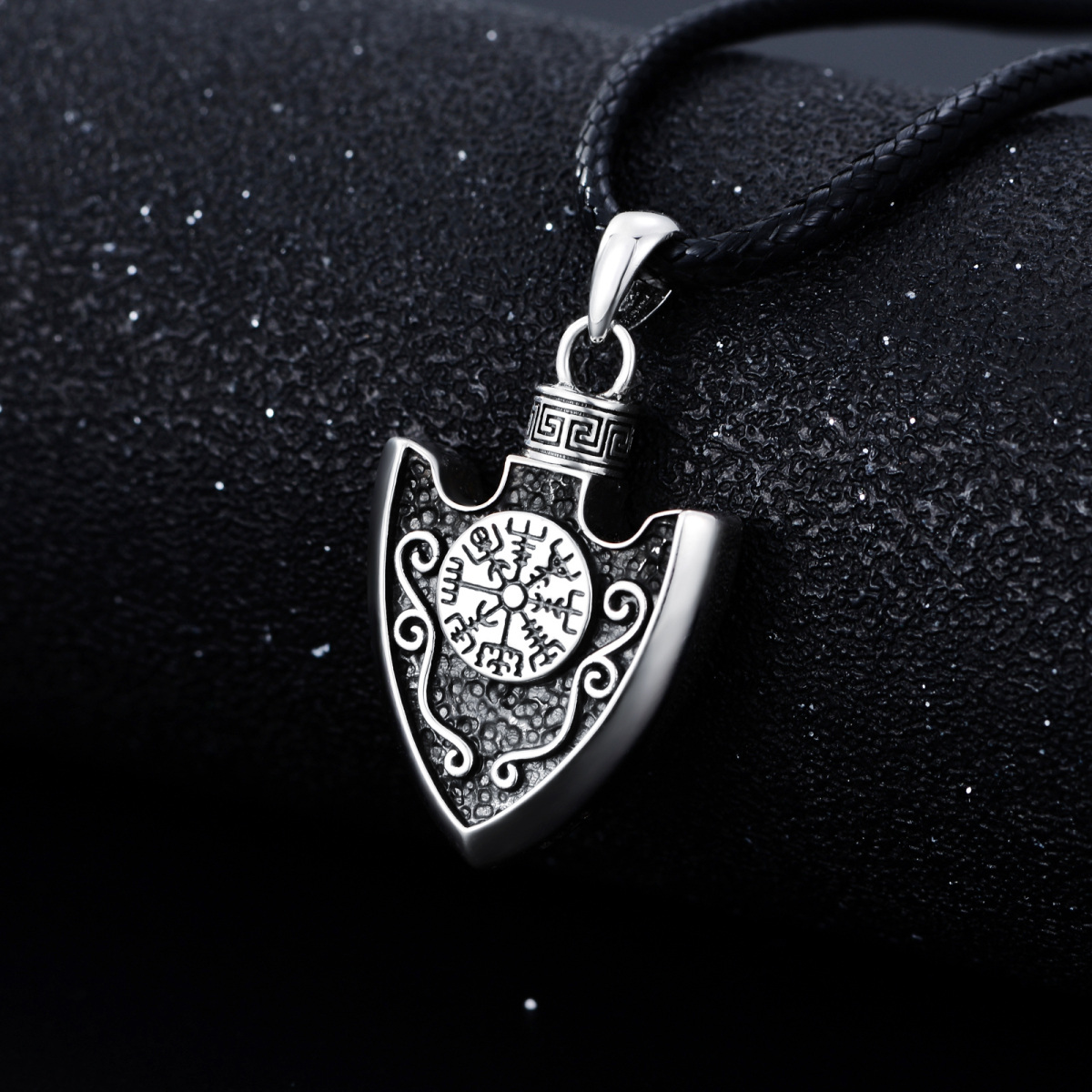 Flèches en argent sterling avec collier d'urne de rune viking pour cendres pour hommes-3