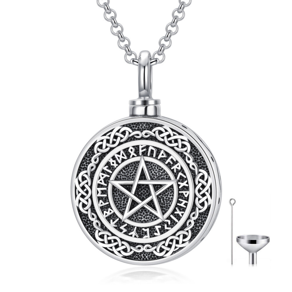 Sterling Silber Viking Rune Urne Halskette für Asche-1