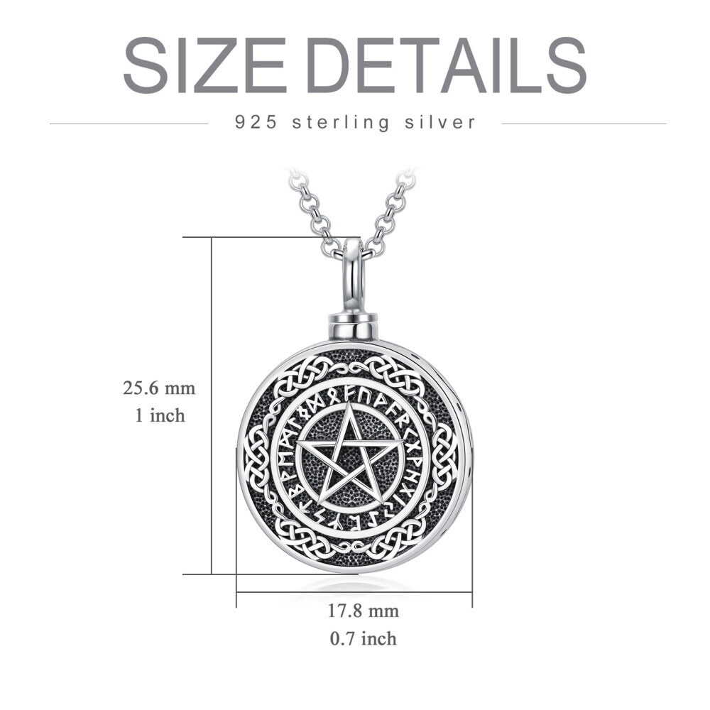 Sterling Silber Viking Rune Urne Halskette für Asche-5