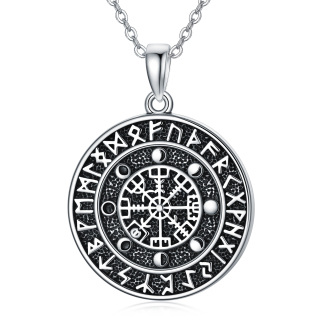 Sterling Silver Viking Rune Vegvisir Symbol Amulet Pendant Necklace-43