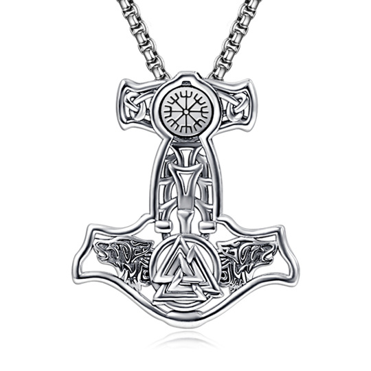 Sterling zilveren Viking Rune wapen Speerpunt Talisman Hamer hanger ketting voor mannen