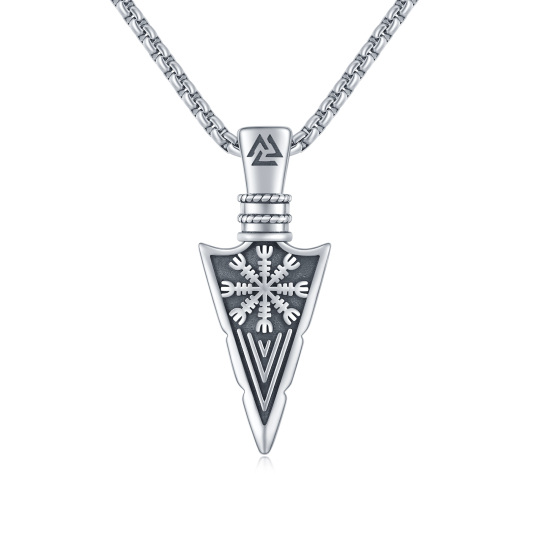 Sterling Silver Viking Spear Head Pendant Necklace for Men