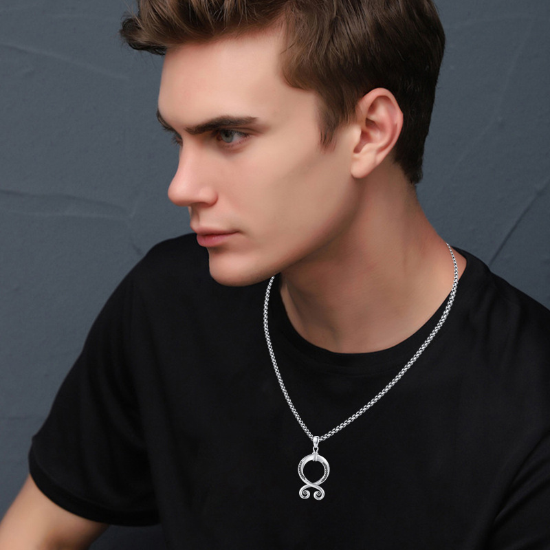 Sterling Silver Cubic Zirconia Viking Troll Cross Pendant Necklace-4