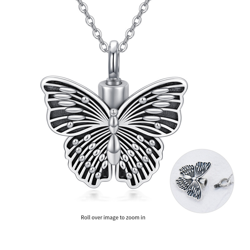 Sterling Silver Vintage Butterfly Pendant Necklace-16