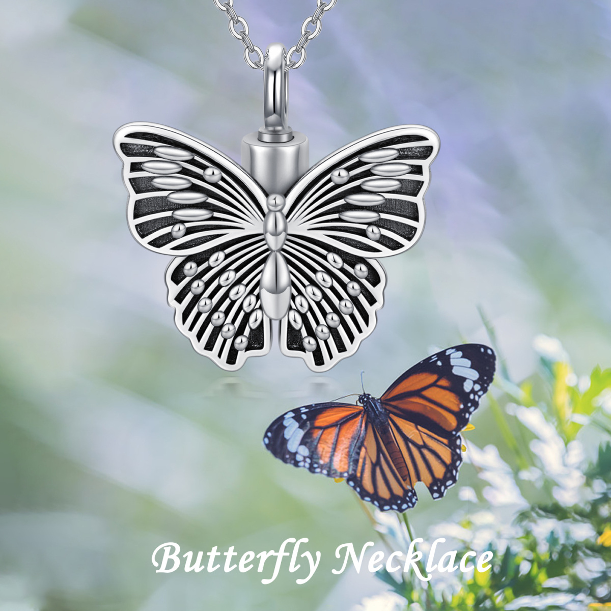 Sterling Silver Vintage Butterfly Pendant Necklace-6