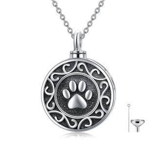 Sterling Silver Vintage Cat Dog Paw Urn Necklace for Ashes-52