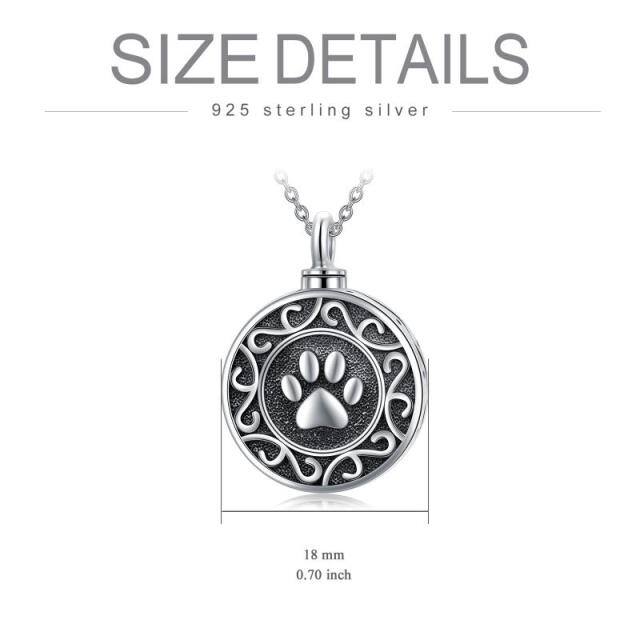 Sterling Silver Vintage Cat Dog Paw Urn Necklace for Ashes-5