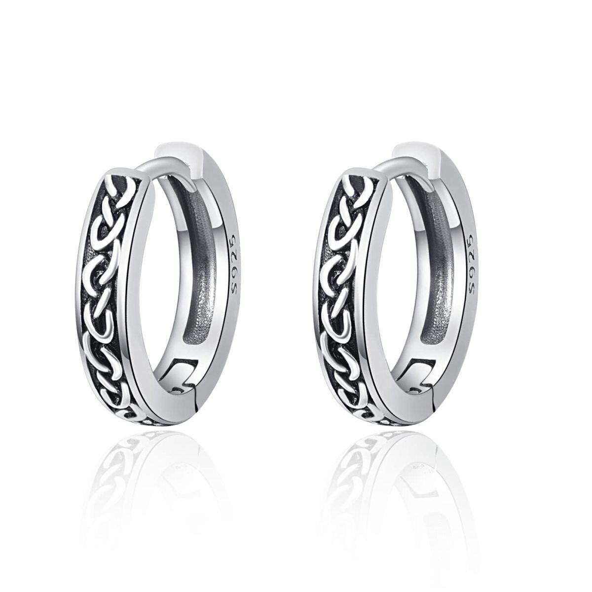 Sterling Silver Vintage Circle Celtic Knot Hoop Earrings-1