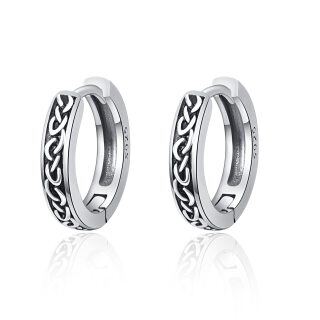 Sterling Silver Vintage Circle Celtic Knot Hoop Earrings-18