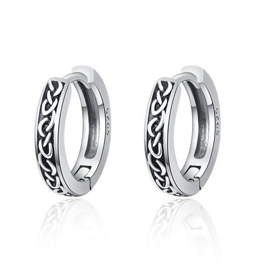 Sterling Silver Vintage Circle Celtic Knot Hoop Earrings