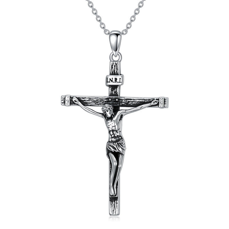 アクセサリー vintage silver925 Jesus cross necklace large JESUS CRUCIFIX CROSS pendant 20
