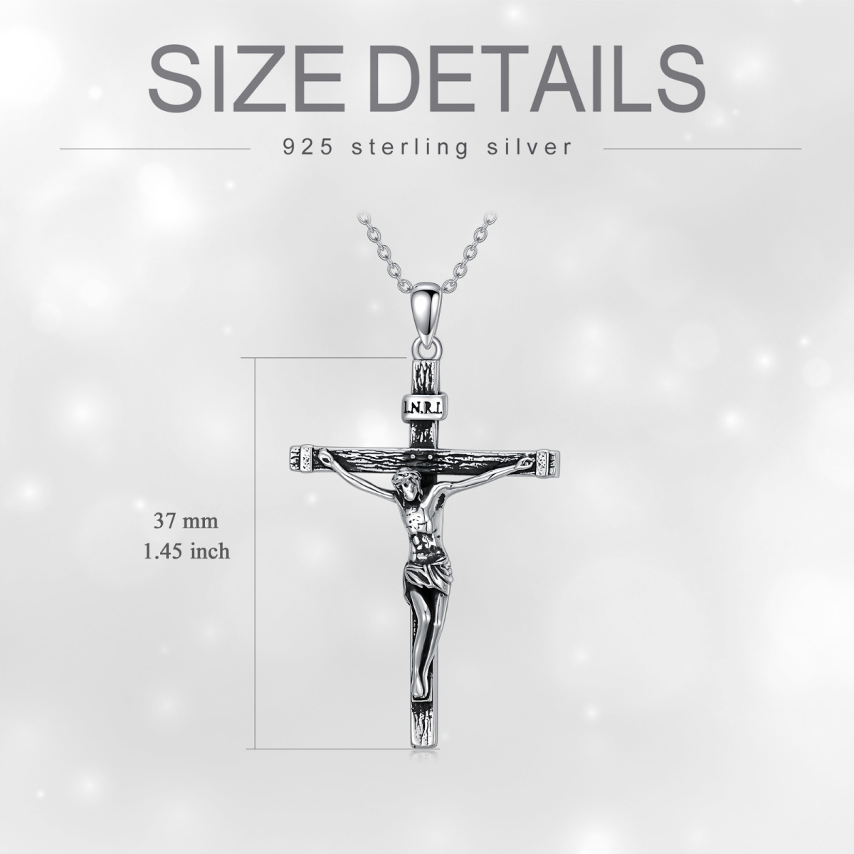 Sterling Silver Vintage Jesus Cross Pendant Necklace-5