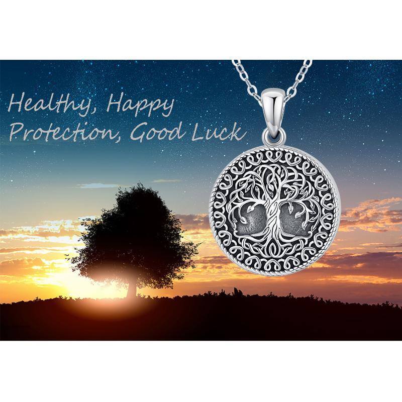 Sterling Silver Vintage Oxidized Tree Of Life Personalized Photo Locket Necklace-4