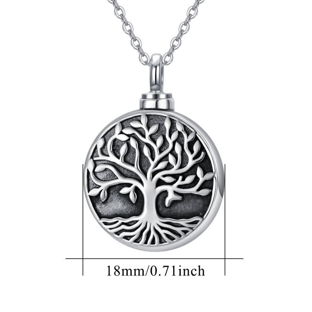 Sterling Silver Vintage Oxidized Tree Of Life Urn Necklace for Ashes-5