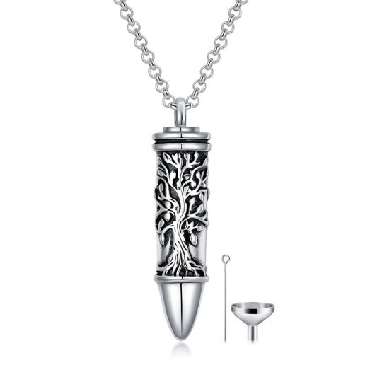 Collier en argent sterling pour cendres avec arbre de vie et urne à balles