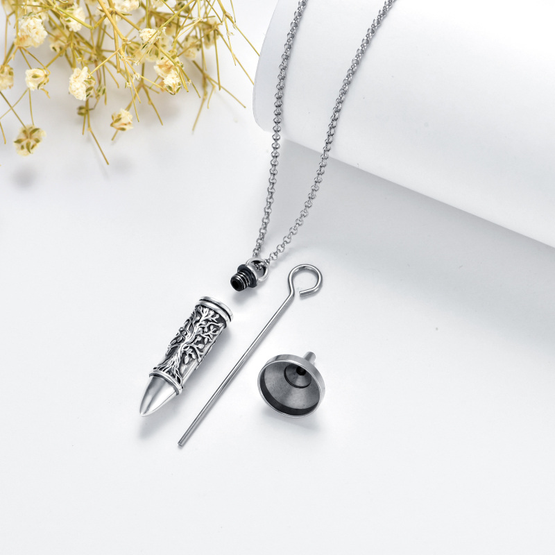 Collar de plata de ley Vintage Tree Of Life & Bullet Urn para cenizas-6