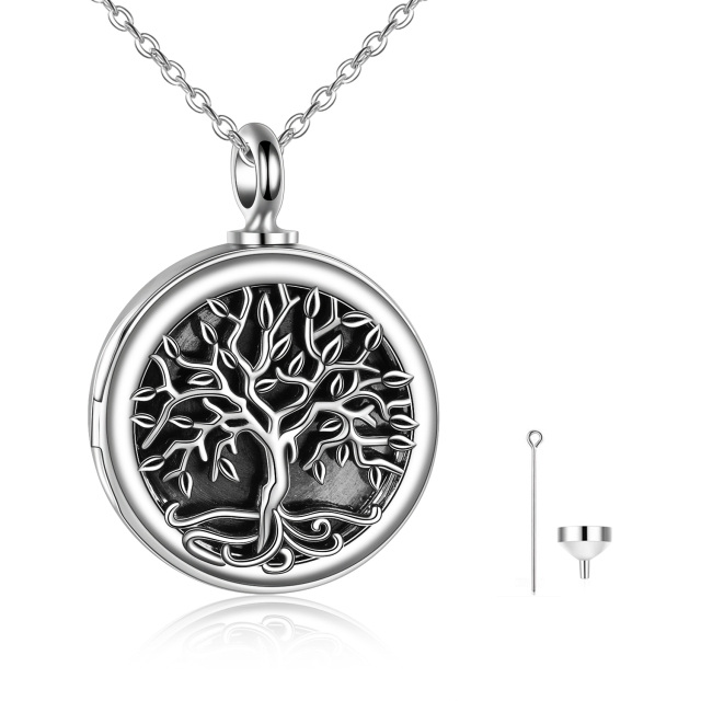 Collier en argent sterling pour cendres avec arbre de vie et chaîne de câble-1