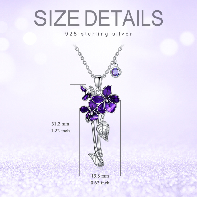 Collana con ciondolo viola in argento sterling con zirconia cubica-3