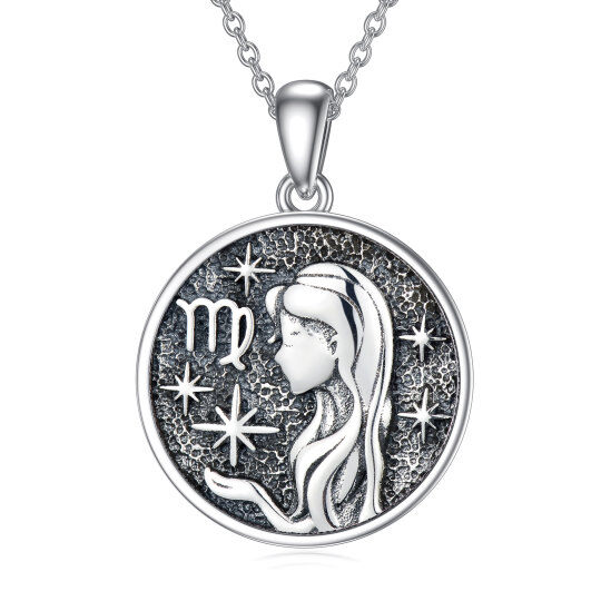 Sterling Silver Virgo Pendant Necklace for Men