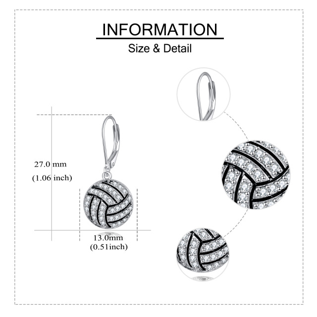 Sterling zilveren Cubic Zirkonia Volleybal Oorbellen met hendel-6