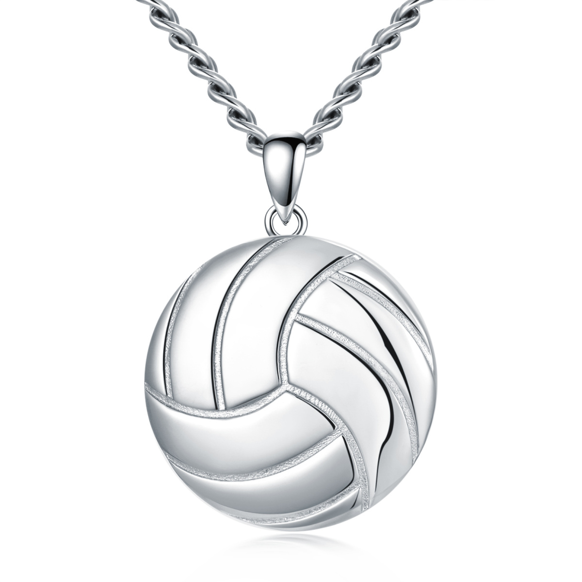 Collar con colgante de voleibol de plata de ley para hombre-1