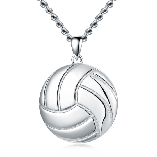 Sterling Silver Volleyball Pendant Necklace for Men