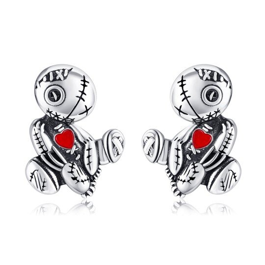 Sterling Silver Voodoo Dolls Stud Earrings