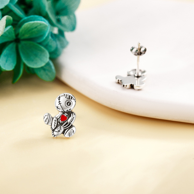 Sterling Silver Voodoo Dolls Stud Earrings-3