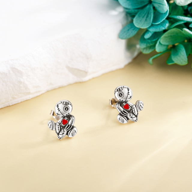 Sterling Silver Voodoo Dolls Stud Earrings-4