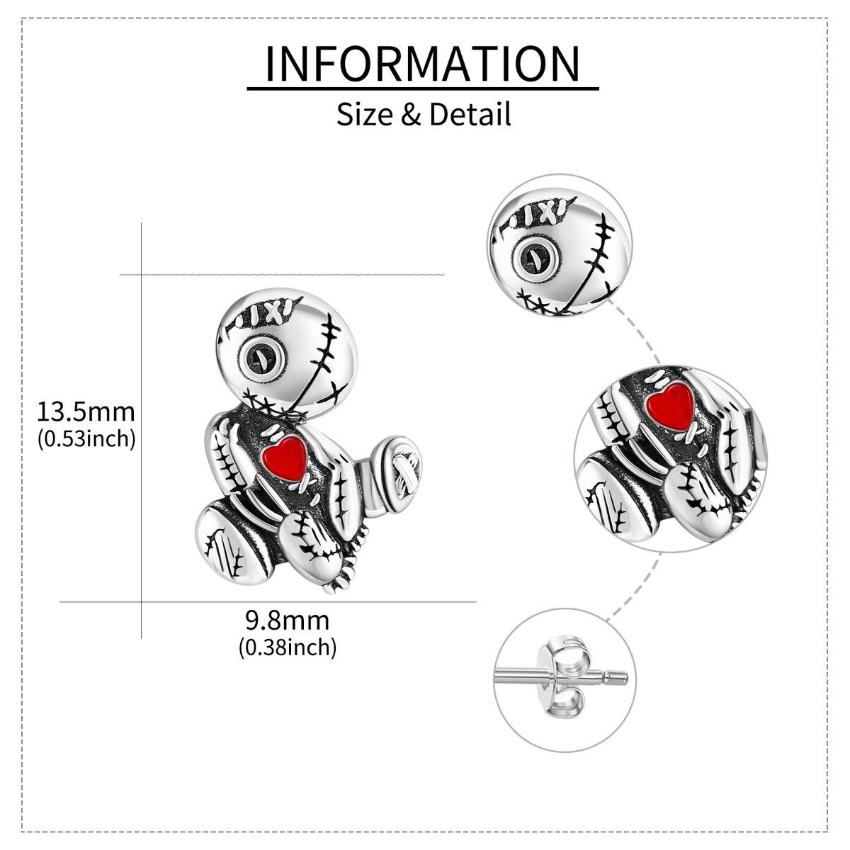 Ohrstecker Voodoo-Puppen aus Sterlingsilber-5