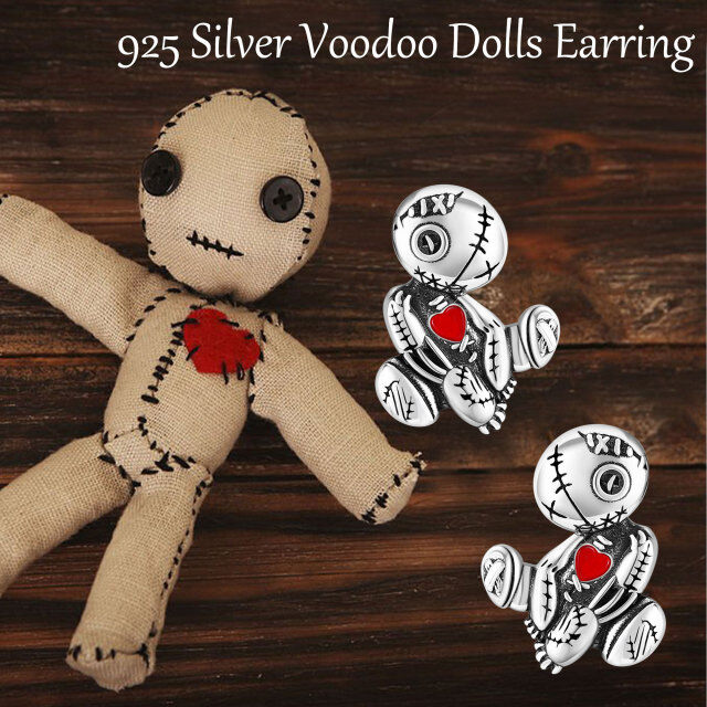 Sterling Silver Voodoo Dolls Stud Earrings-6