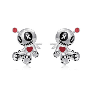 Sterling Silver Voodoo Dolls Stud Earrings-2