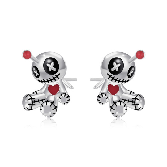 Orecchini a perno in argento sterling con bambole Voodoo